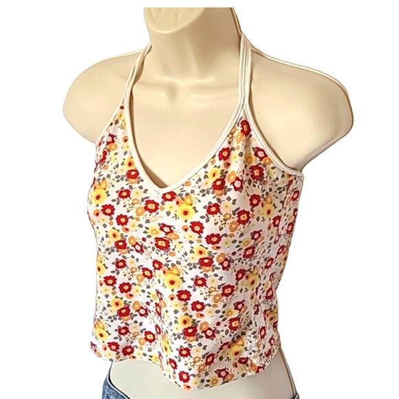 H&M Women's Floral Halter Top Cropped Top size Small - Picture 3 of 6